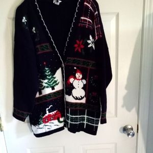 Vintage NutCracker Dark Blue Scalloped Facing Christmas Sweater - Size: M 🎄